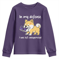 Sarcastic Dog Lover Youth Sweatshirt In My Defense I Was Left Unsupervised - Wonder Print Shop