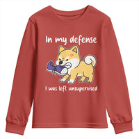 Sarcastic Dog Lover Youth Sweatshirt In My Defense I Was Left Unsupervised - Wonder Print Shop