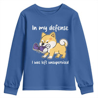 Sarcastic Dog Lover Youth Sweatshirt In My Defense I Was Left Unsupervised - Wonder Print Shop