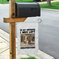 Funny Cat Humor Garden Flag In My Defense I Was Left Unsupervised - Wonder Print Shop