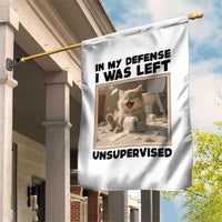 Funny Cat Humor Garden Flag In My Defense I Was Left Unsupervised - Wonder Print Shop