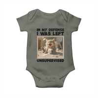 Funny Cat Humor Baby Onesie In My Defense I Was Left Unsupervised - Wonder Print Shop