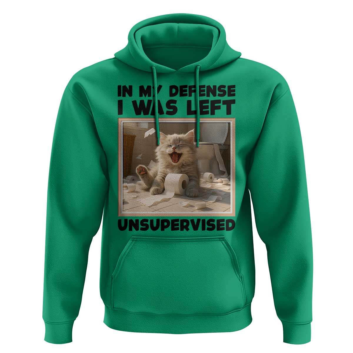 Funny Cat Humor Hoodie In My Defense I Was Left Unsupervised - Wonder Print Shop