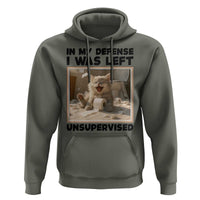 Funny Cat Humor Hoodie In My Defense I Was Left Unsupervised - Wonder Print Shop