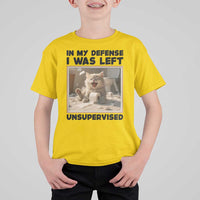 Funny Cat Humor T Shirt For Kid In My Defense I Was Left Unsupervised - Wonder Print Shop