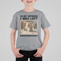 Funny Cat Humor T Shirt For Kid In My Defense I Was Left Unsupervised - Wonder Print Shop