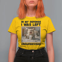 Funny Cat Humor T Shirt For Women In My Defense I Was Left Unsupervised - Wonder Print Shop