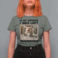 Funny Cat Humor T Shirt For Women In My Defense I Was Left Unsupervised - Wonder Print Shop