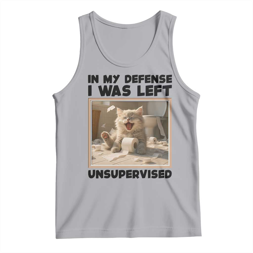 Funny Cat Humor Tank Top In My Defense I Was Left Unsupervised - Wonder Print Shop