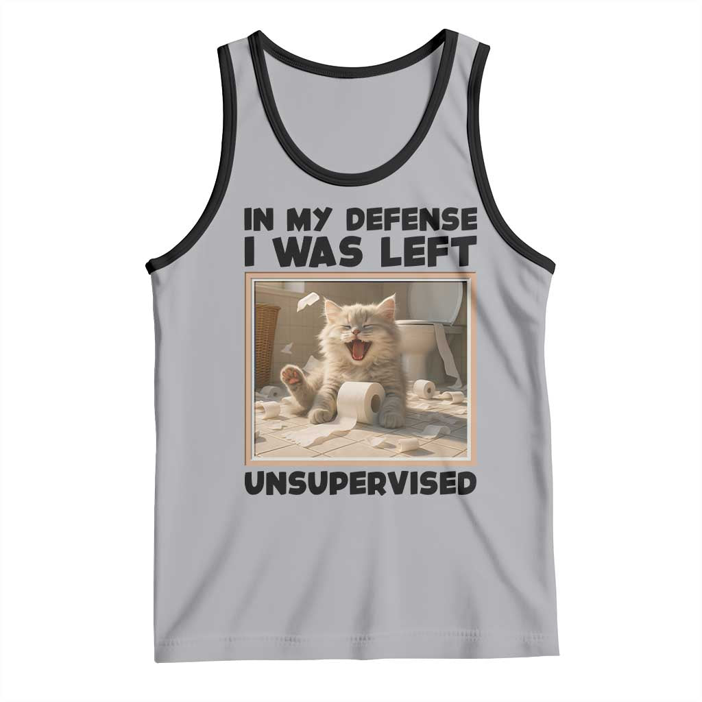 Funny Cat Humor Tank Top In My Defense I Was Left Unsupervised - Wonder Print Shop