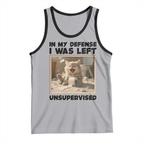 Funny Cat Humor Tank Top In My Defense I Was Left Unsupervised - Wonder Print Shop