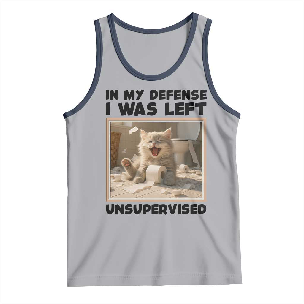 Funny Cat Humor Tank Top In My Defense I Was Left Unsupervised - Wonder Print Shop