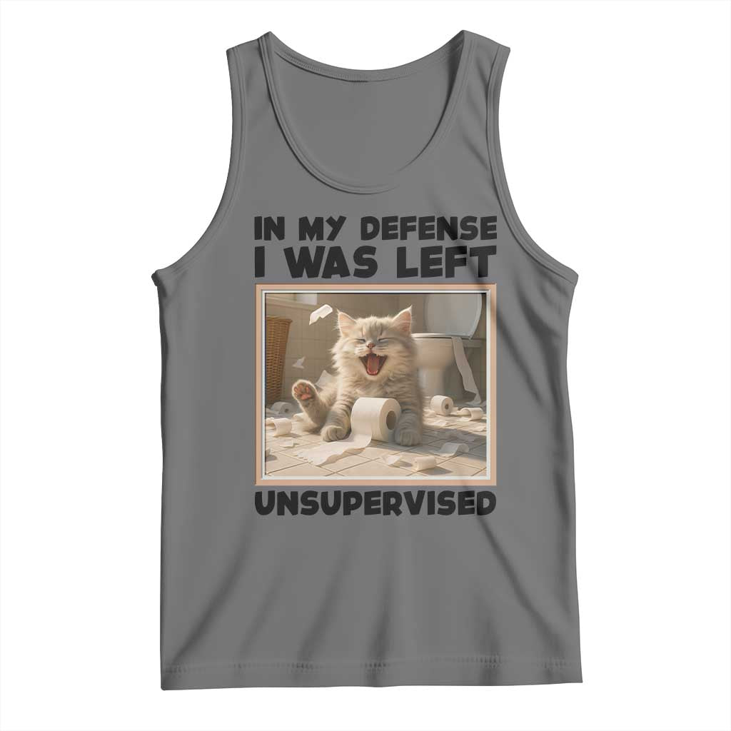 Funny Cat Humor Tank Top In My Defense I Was Left Unsupervised - Wonder Print Shop