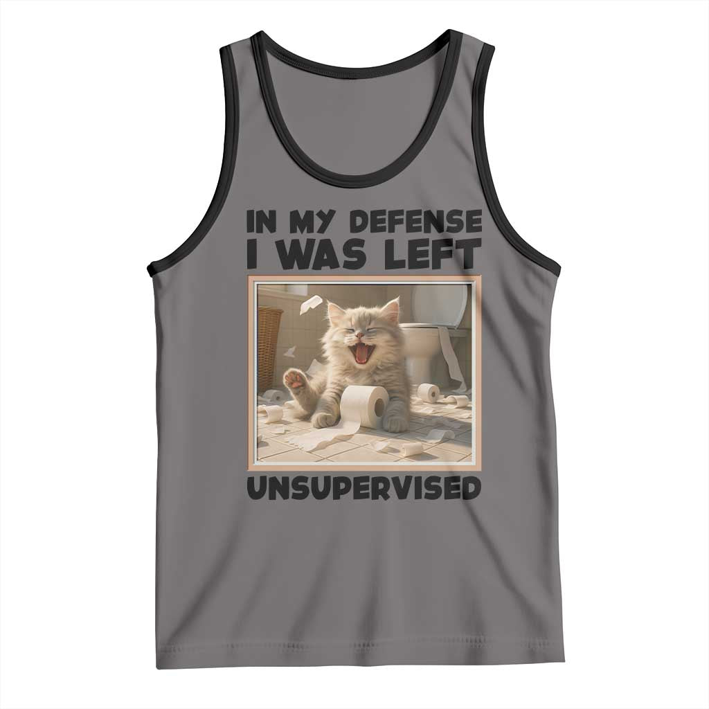 Funny Cat Humor Tank Top In My Defense I Was Left Unsupervised - Wonder Print Shop