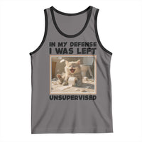 Funny Cat Humor Tank Top In My Defense I Was Left Unsupervised - Wonder Print Shop