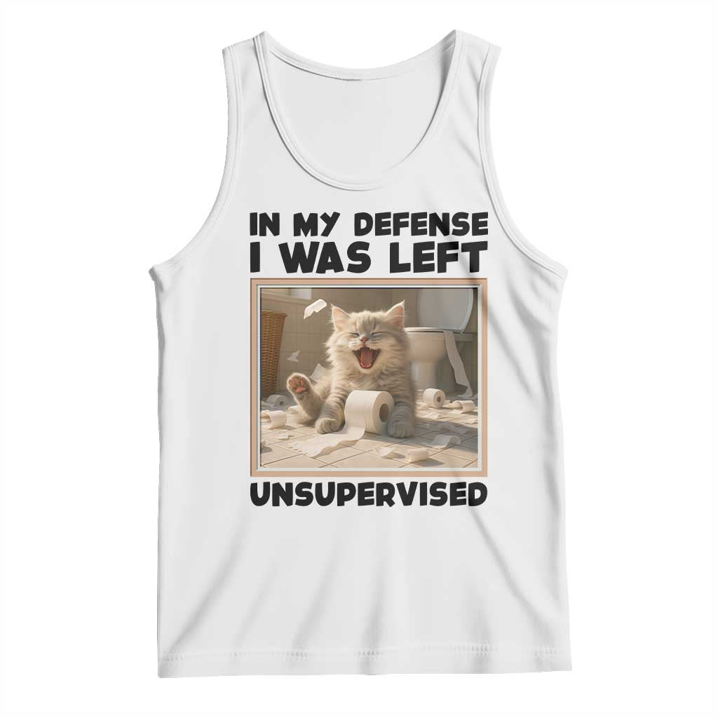 Funny Cat Humor Tank Top In My Defense I Was Left Unsupervised - Wonder Print Shop