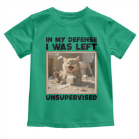 Funny Cat Humor Toddler T Shirt In My Defense I Was Left Unsupervised - Wonder Print Shop