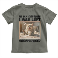 Funny Cat Humor Toddler T Shirt In My Defense I Was Left Unsupervised - Wonder Print Shop