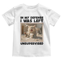 Funny Cat Humor Toddler T Shirt In My Defense I Was Left Unsupervised - Wonder Print Shop