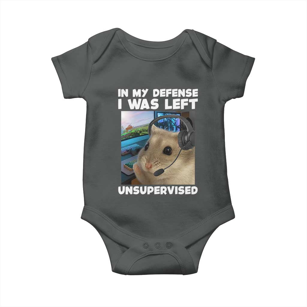 Funny Hamster Gamer Baby Onesie In My Defense I Was Left Unsupervised - Wonder Print Shop