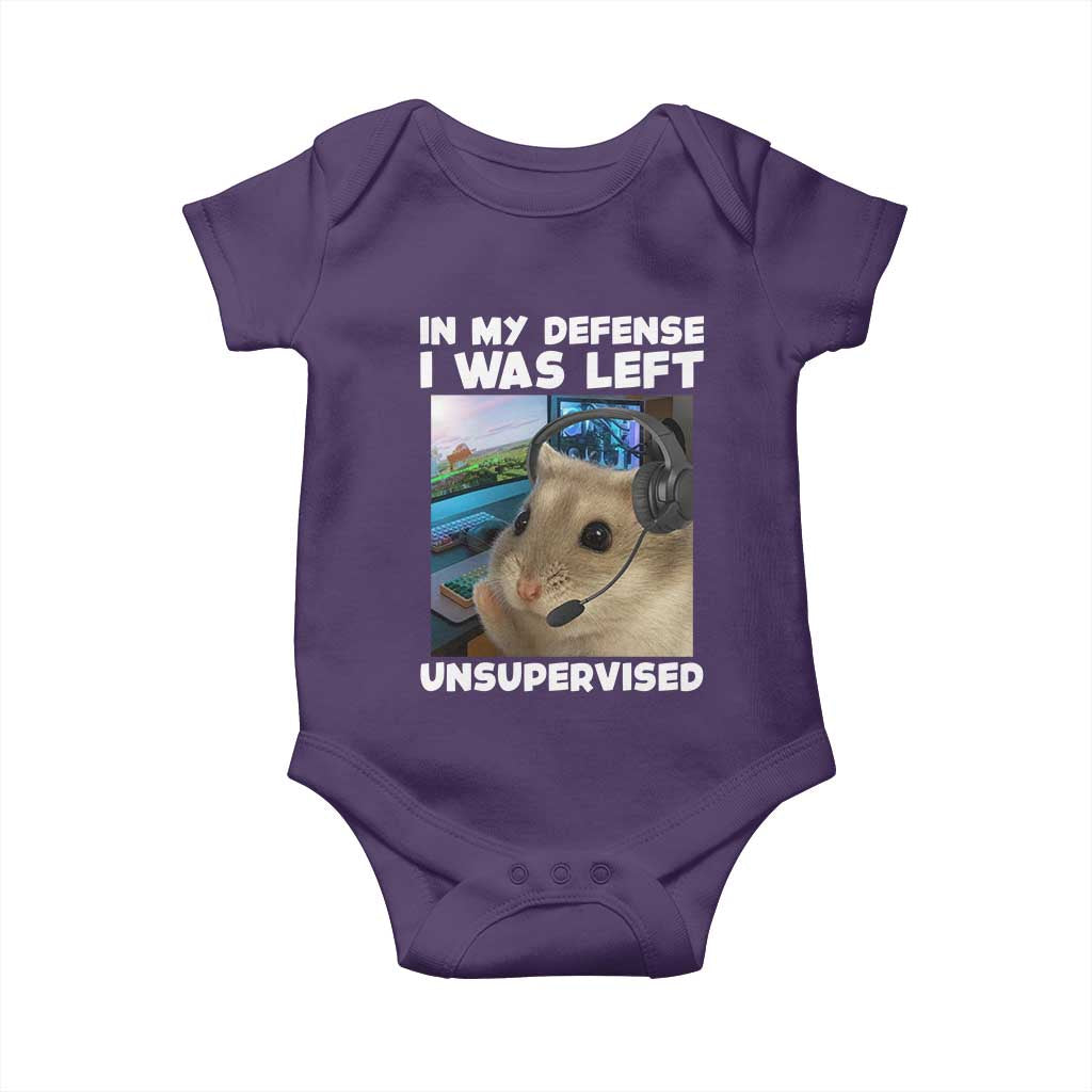Funny Hamster Gamer Baby Onesie In My Defense I Was Left Unsupervised - Wonder Print Shop
