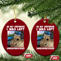 Funny Hamster Gamer Ceramic Ornament In My Defense I Was Left Unsupervised - Wonder Print Shop