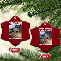 Funny Hamster Gamer Ceramic Ornament In My Defense I Was Left Unsupervised - Wonder Print Shop