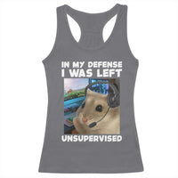 Funny Hamster Gamer Racerback Tank Top In My Defense I Was Left Unsupervised - Wonder Print Shop