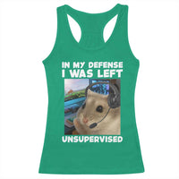 Funny Hamster Gamer Racerback Tank Top In My Defense I Was Left Unsupervised - Wonder Print Shop