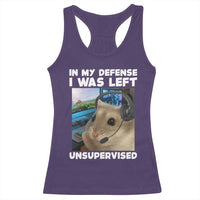 Funny Hamster Gamer Racerback Tank Top In My Defense I Was Left Unsupervised - Wonder Print Shop