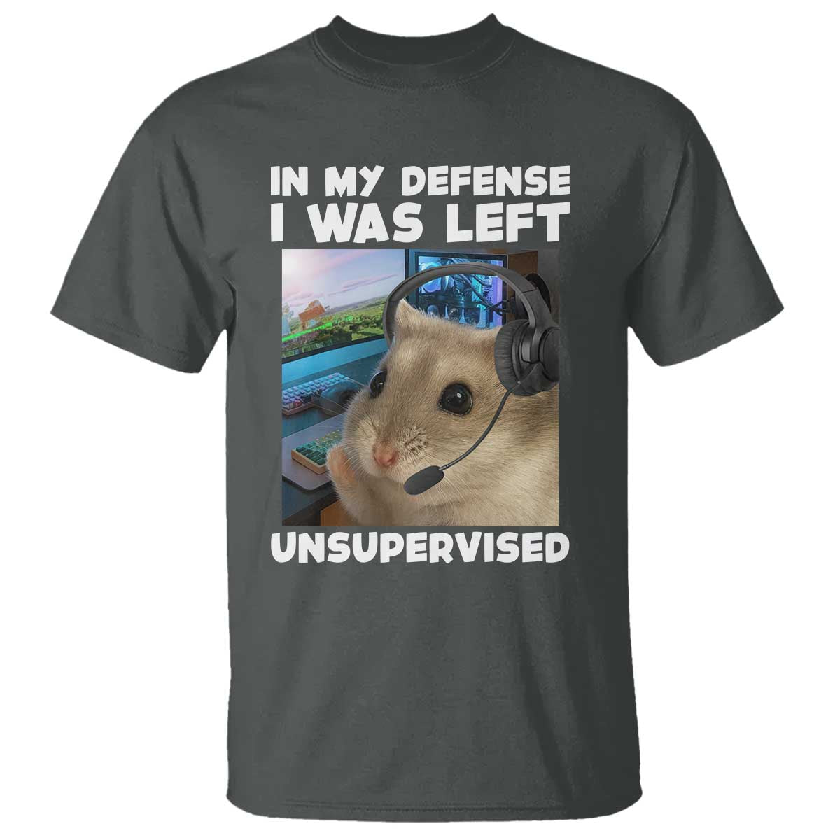 Funny Hamster Gamer T Shirt In My Defense I Was Left Unsupervised - Wonder Print Shop