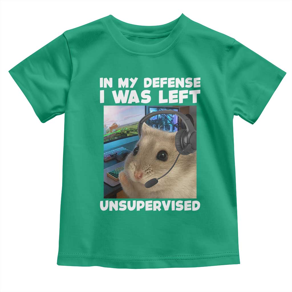 Funny Hamster Gamer Toddler T Shirt In My Defense I Was Left Unsupervised - Wonder Print Shop