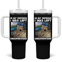 Funny Hamster Gamer Tumbler With Handle In My Defense I Was Left Unsupervised