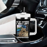 Funny Hamster Gamer Tumbler With Handle In My Defense I Was Left Unsupervised
