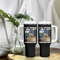 Funny Hamster Gamer Tumbler With Handle In My Defense I Was Left Unsupervised