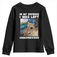 Funny Hamster Gamer Youth Sweatshirt In My Defense I Was Left Unsupervised - Wonder Print Shop