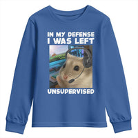 Funny Hamster Gamer Youth Sweatshirt In My Defense I Was Left Unsupervised - Wonder Print Shop