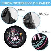 My Wife Is Psychotic Spare Tire Cover Funny Messy Bun Skeleton Sarcastic - Wonder Print Shop