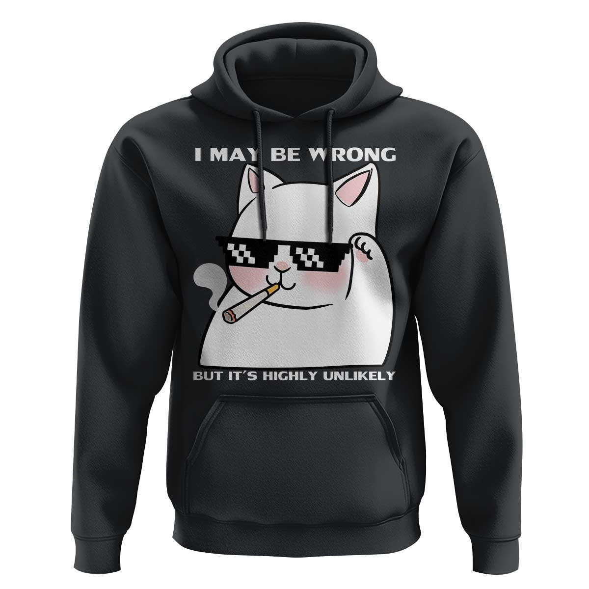 Funny Cat Humor Hoodie I May Be Wrong But It Is Highly Unlikely - Wonder Print Shop