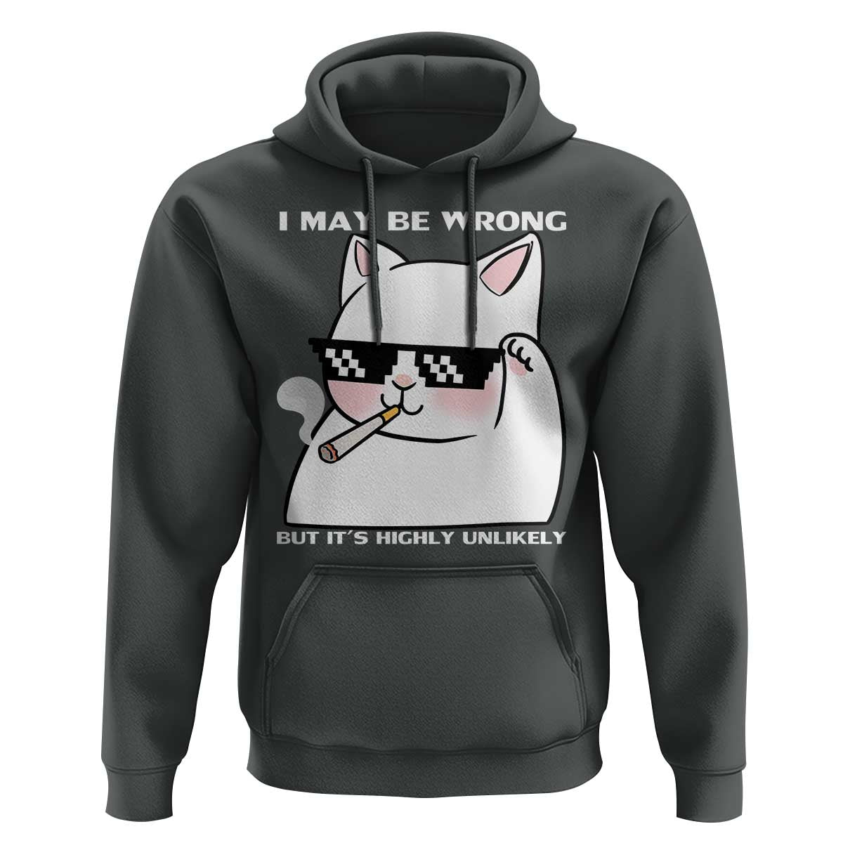 Funny Cat Humor Hoodie I May Be Wrong But It Is Highly Unlikely - Wonder Print Shop
