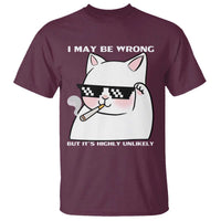 Funny Cat Humor T Shirt I May Be Wrong But It Is Highly Unlikely - Wonder Print Shop