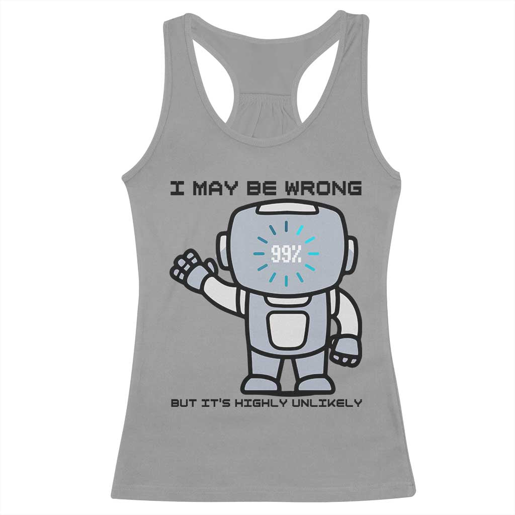 Funny Robot Humor Racerback Tank Top I May Be Wrong But It Is Highly Unlikely - Wonder Print Shop