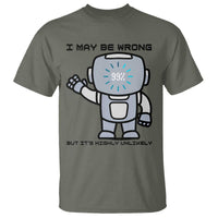 Funny Robot Humor T Shirt I May Be Wrong But It Is Highly Unlikely - Wonder Print Shop