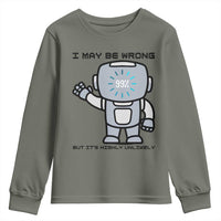 Funny Robot Humor Youth Sweatshirt I May Be Wrong But It Is Highly Unlikely - Wonder Print Shop
