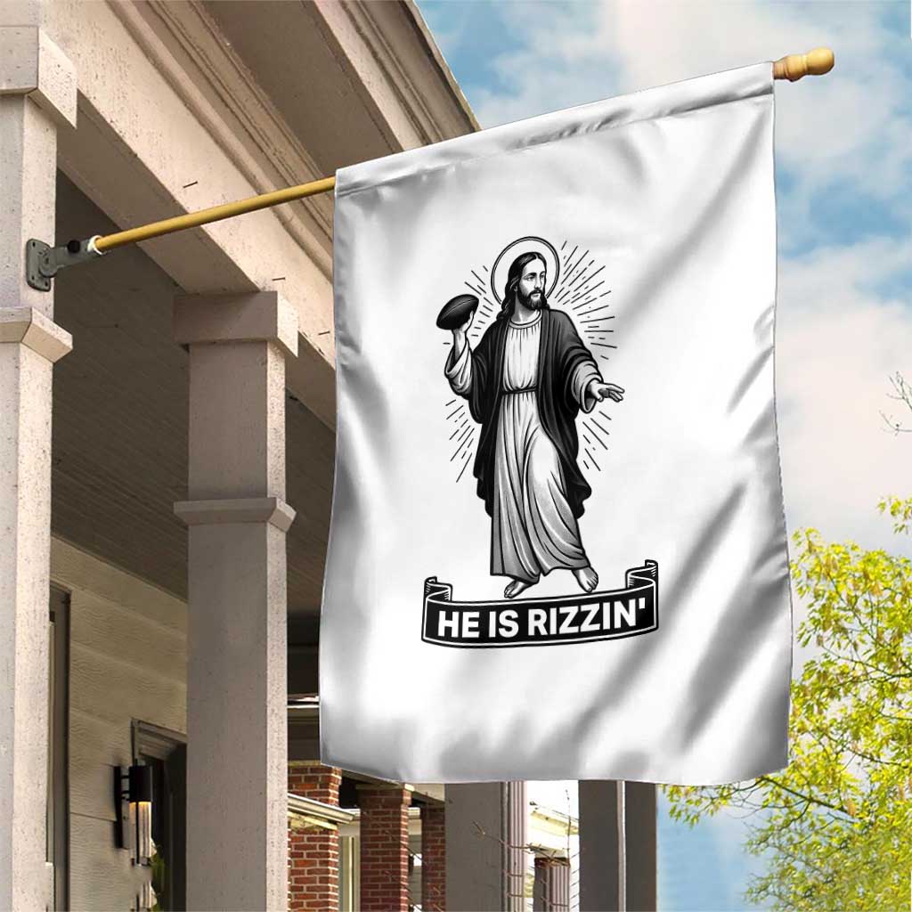 Christian Football Lover Garden Flag He Is Rizzin Funny Gift - Wonder Print Shop
