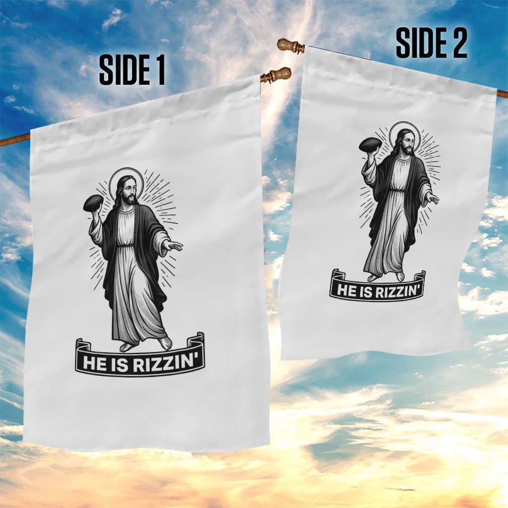 Christian Football Lover Garden Flag He Is Rizzin Funny Gift - Wonder Print Shop