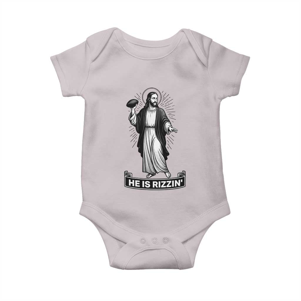 Christian Football Lover Baby Onesie He Is Rizzin Funny Gift - Wonder Print Shop