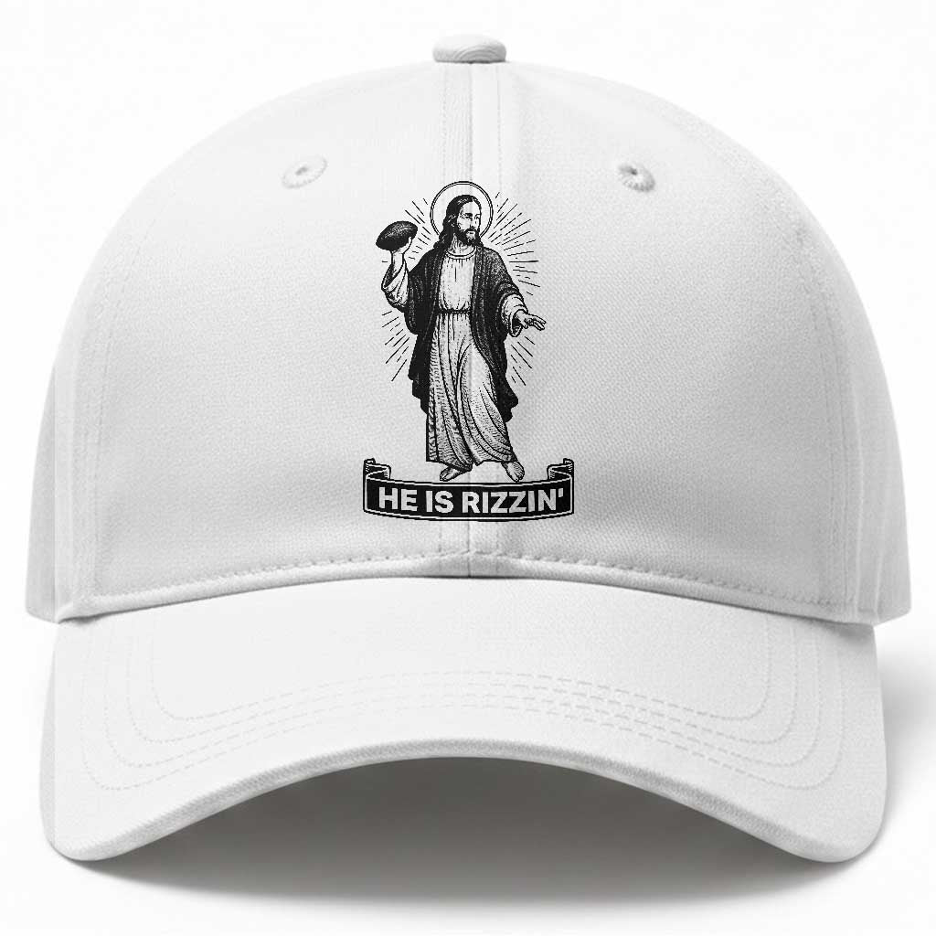 Christian Football Lover Baseball Cap He Is Rizzin Funny Gift