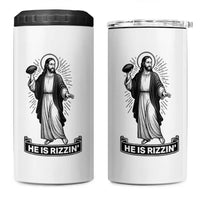 Christian Football Lover 4 in 1 Can Cooler Tumbler He Is Rizzin Funny Gift - Wonder Print Shop
