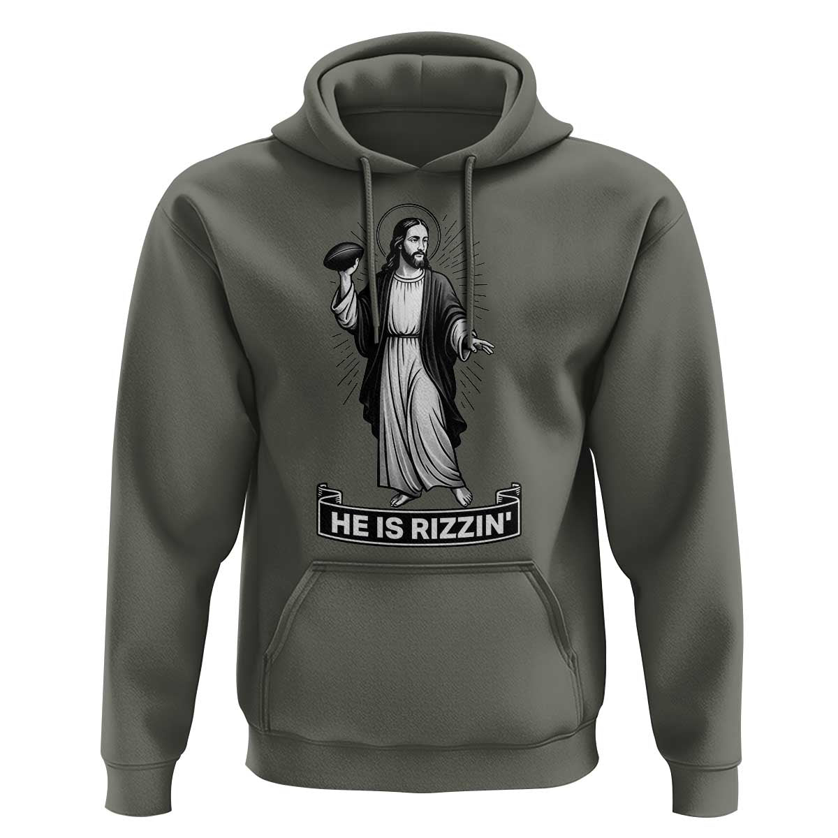 Christian Football Lover Hoodie He Is Rizzin Funny Gift - Wonder Print Shop
